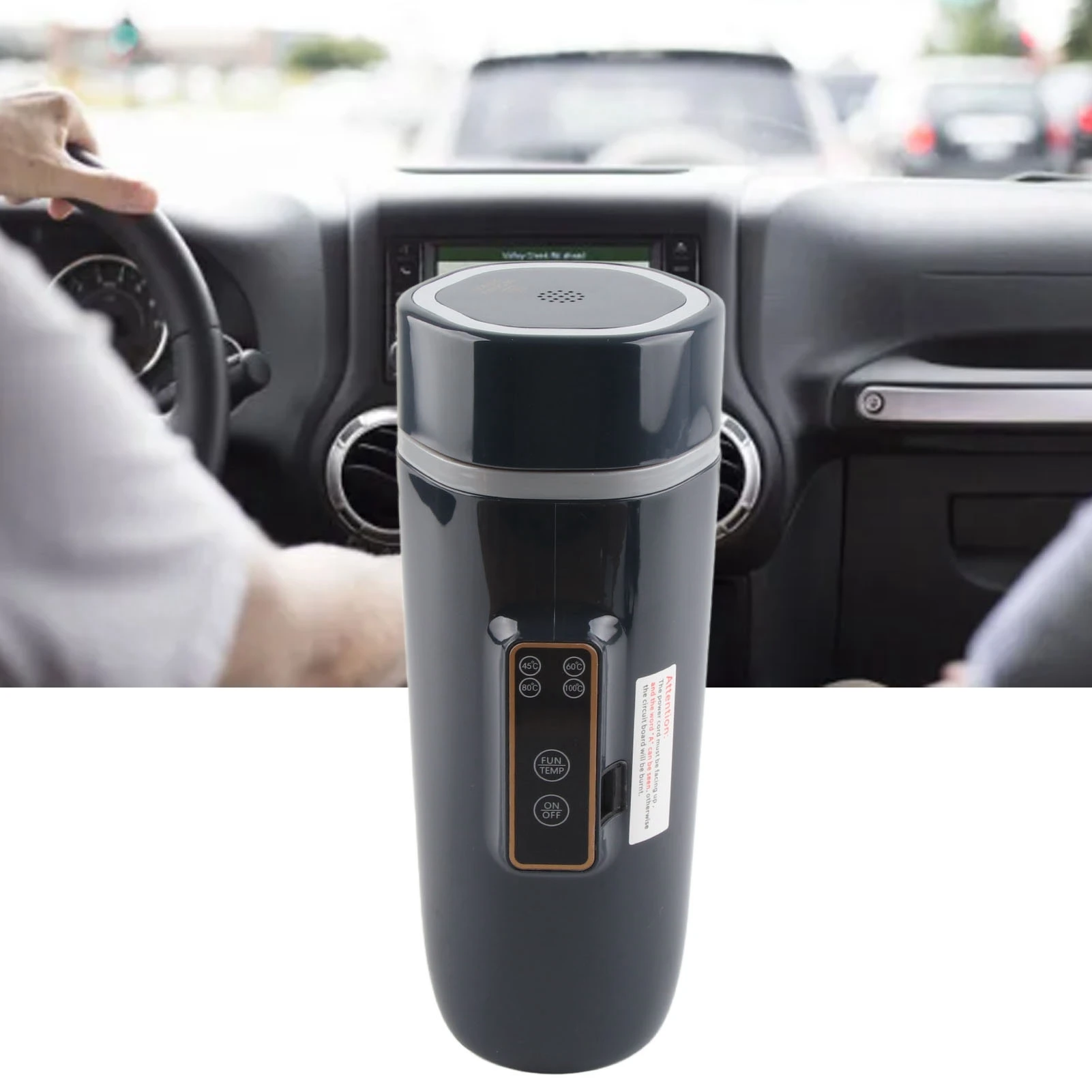 غلاية سفر كهربائية 350 مل مع شاشة ديجيتال غير قابلة للانزلاق مقاومة للماء غلاية قهوة محمولة للسفر للاستخدام الخارجي 12 فولت 80 وات