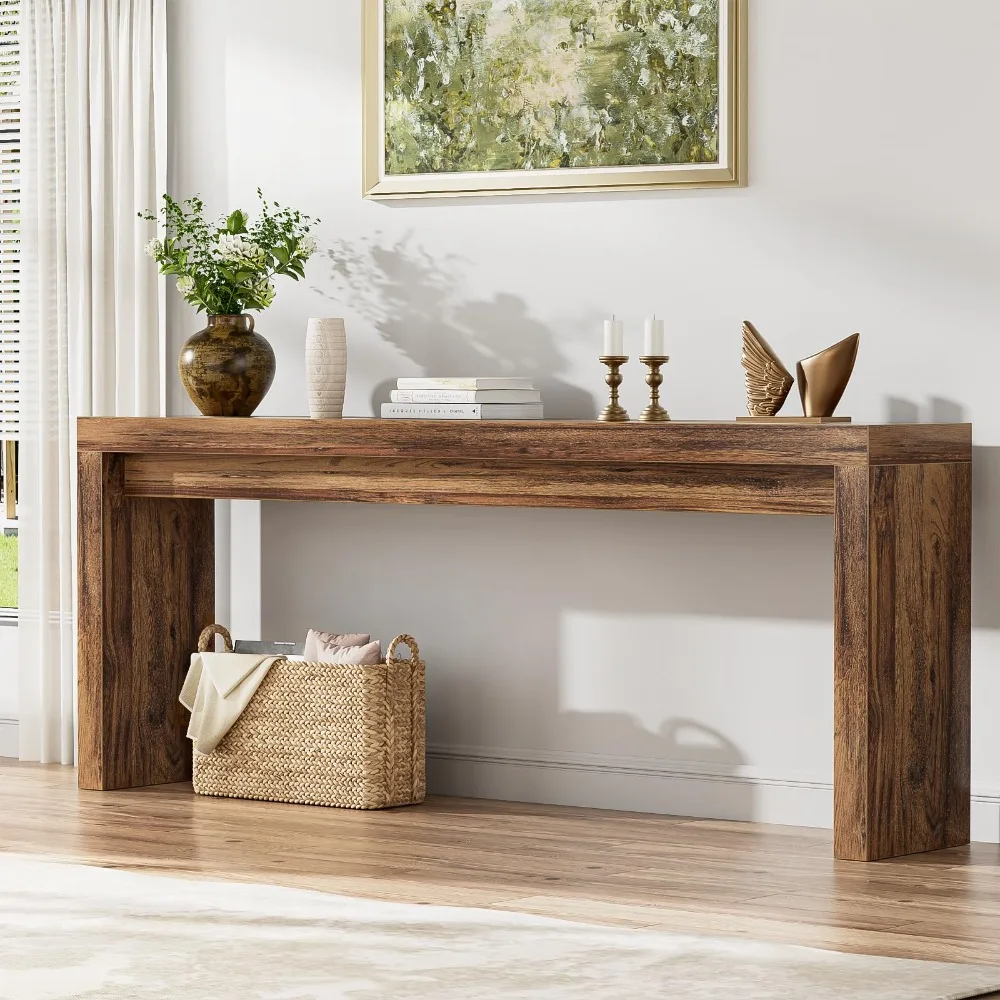 Extra Long Console Table for Entryway, Brown