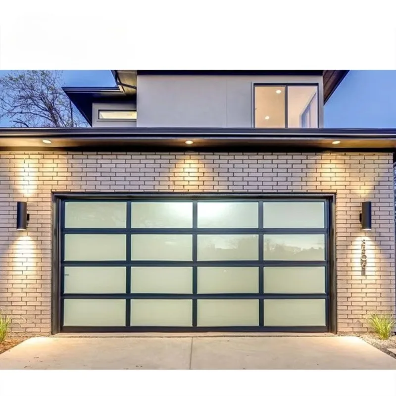 Any Size Custom Modern Automatic Aluminum Alloy Sectional Garage Door Energy Saving Heat Insulation For Villa Home Use