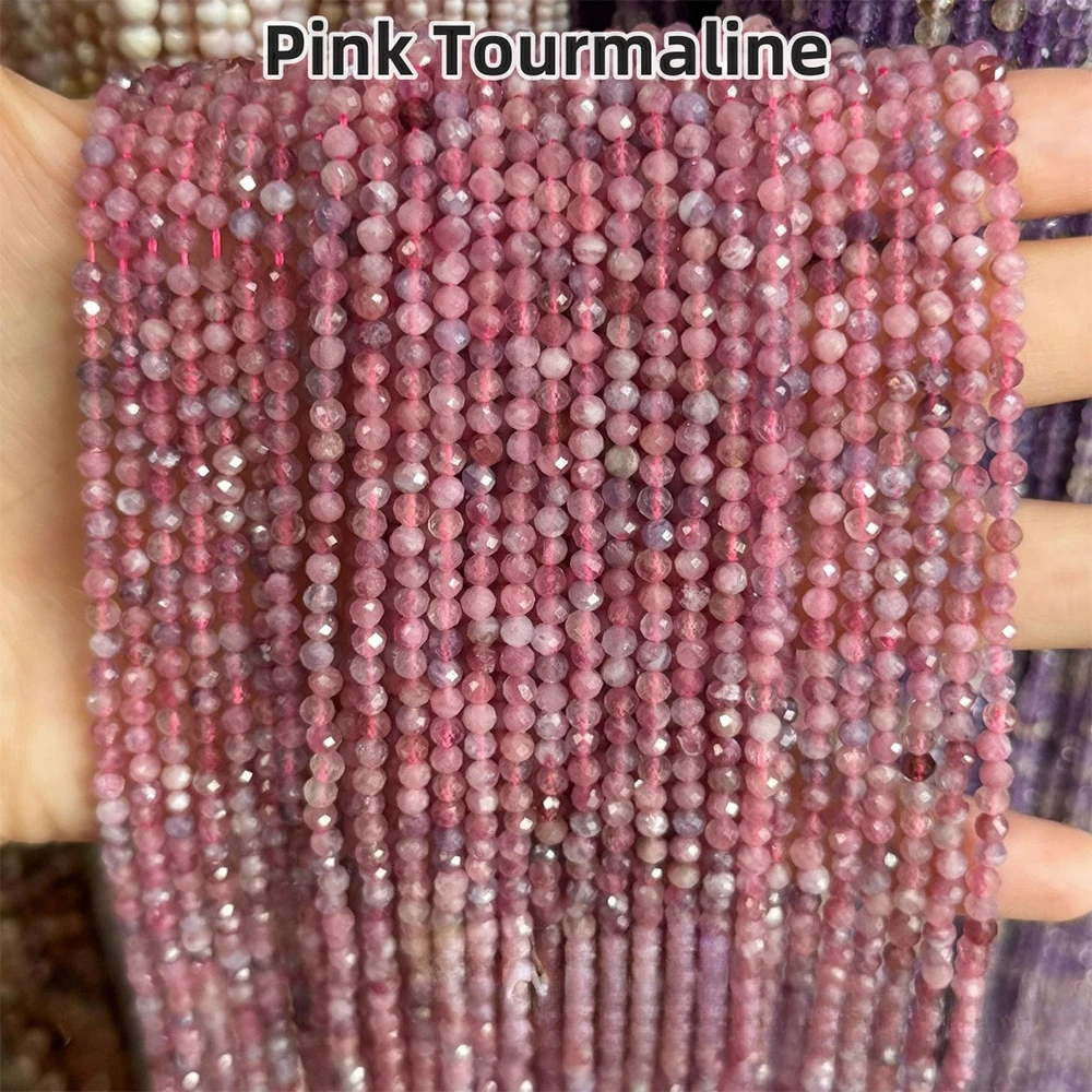 Großhandel facettierte Natursteinperlen, facettierter Amazonit, Aquamarin, Opal, Labradorit, lose Distanzperlen für die Schmuckherstellung, 2, 3, 4 mm