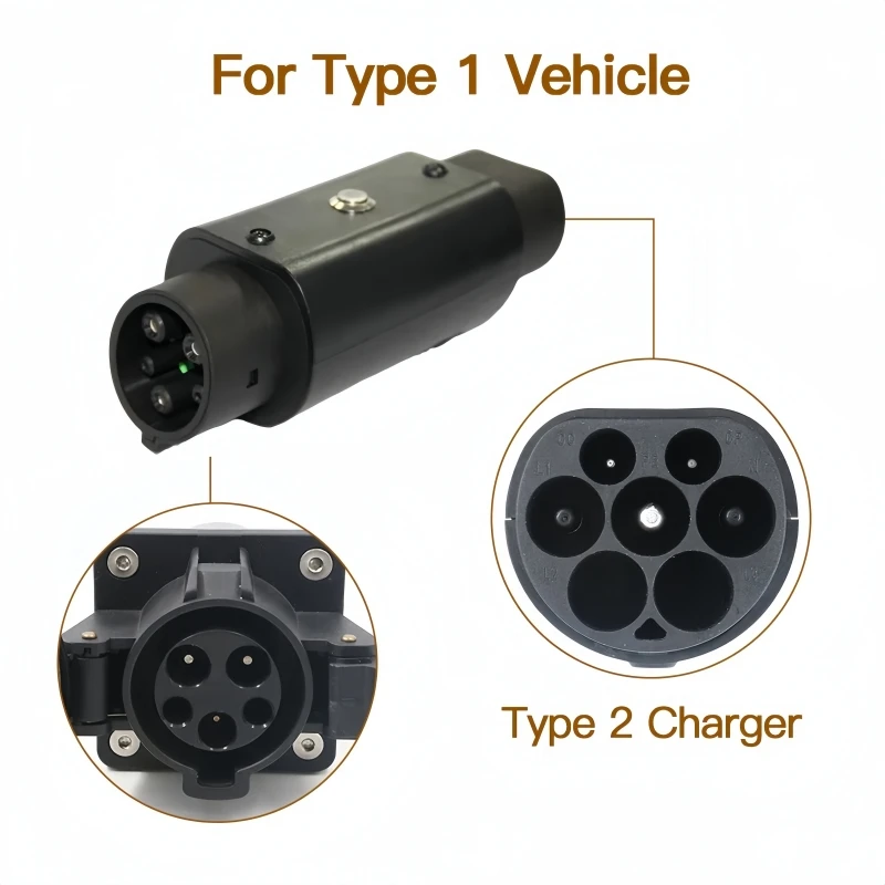 Adaptador EV IEC 62196 tipo 2a tipo 1, Conector de cargador J1772 32A EVSE, convertidores de carga para vehículos eléctricos