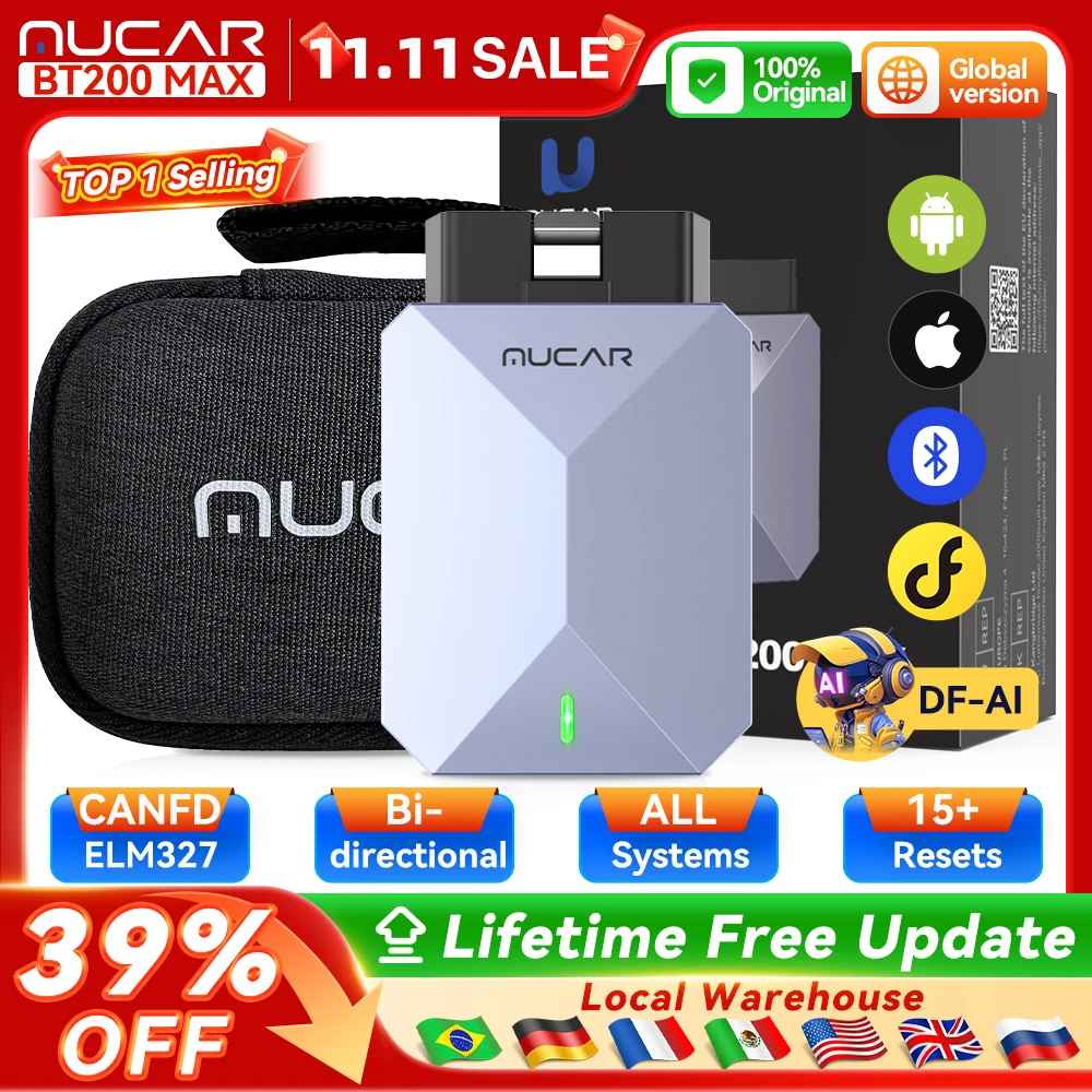 yZ[zMUCAR BT200 MAX AIԃc[ ELM327 OBD2 BluetoothXLi[ CANFDo 15Zbg tVXeffR[h[_[