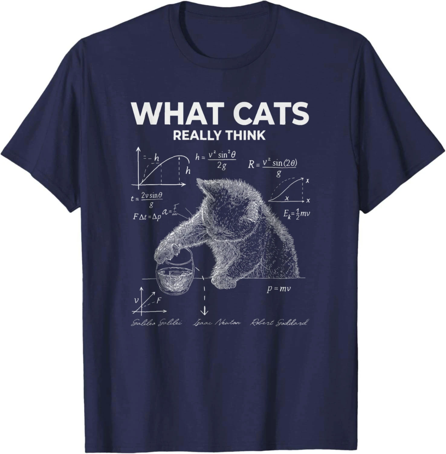 Funny Science Cat Meme What Cats Really Think Humor T-Shirt Cotton Women Mens Clothing Tops Camiseta Streetwear