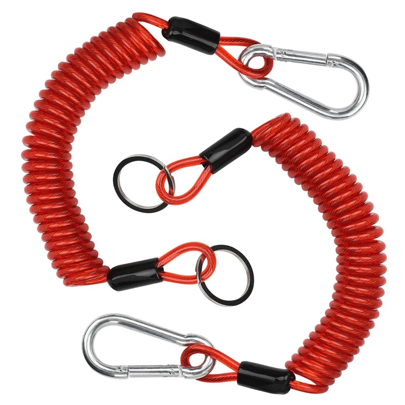 2PCS 6FT Breakaway Trailer Cable, Trailer Breakaway Safety Cable Spring Towing Coiled Wire For RV Trailer Campers