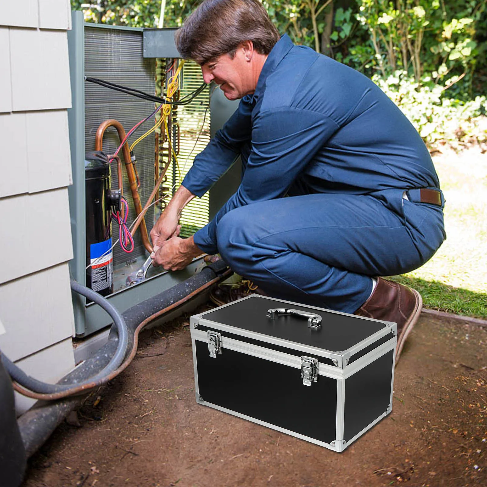 

18 Black Right Angle 29x16x15mm Aluminum Toolbox Portable Tool Case Hand Tools Parts Storage Foams Inserts Non Slide Handle