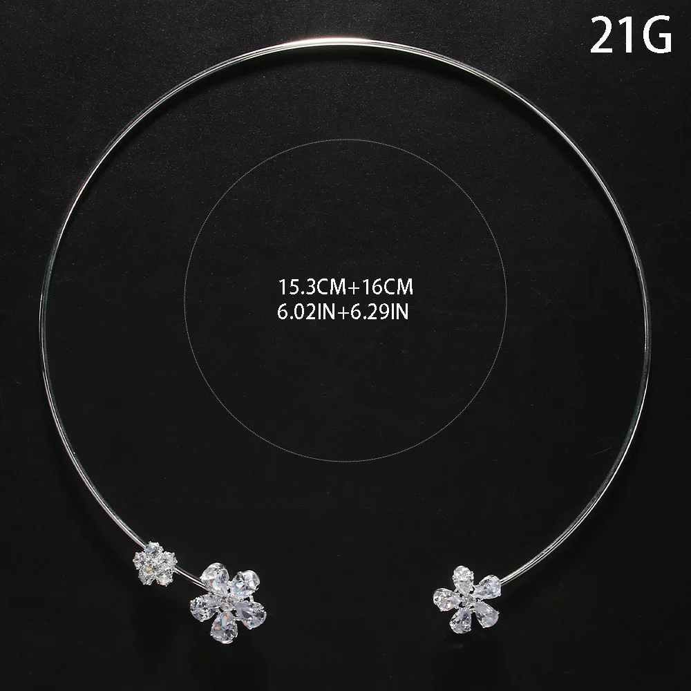 Stonefans Fashion Crystal Flower Collar Necklace Jewelry for Women Simple Metal Open Choker Torques Jewelry Accessories Gift