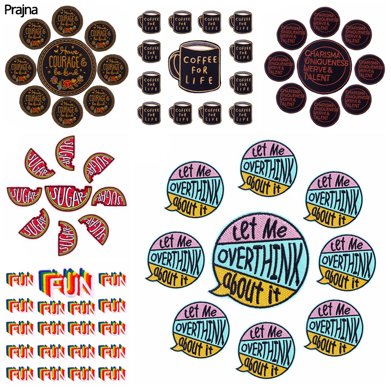 Prajna 10PCS Cartoon Letter Applique Embroidered Patches For Clothing Thermoadhesive Patches Letter Badges Patches On Clothes