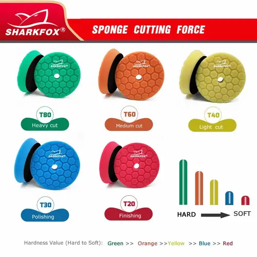 Imagen 2 del producto Sharkfox-almohadilla de abrillantado para coche, esponja para pulir y encerado, pulidor de rueda de taladro, elimina arañazos, reparación de automóviles, 5/6 pulgadas