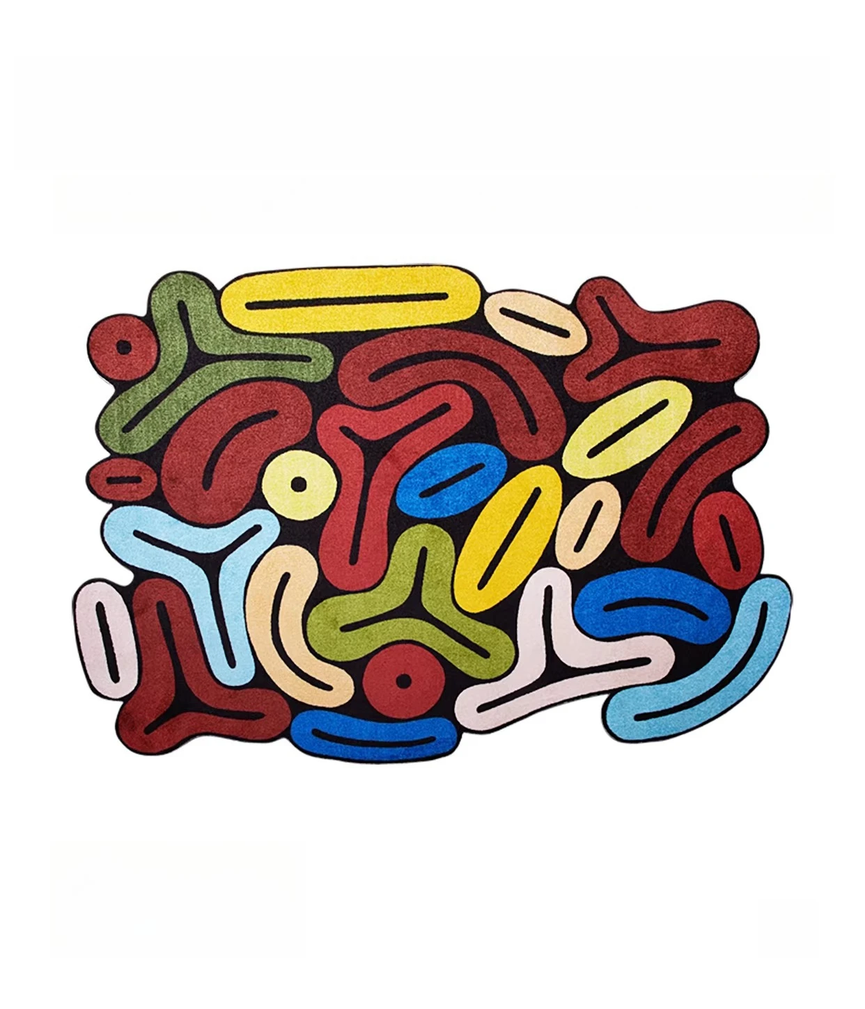 

Contrast color fun graffiti design wind irregular living room coffee table blanket, study special-shaped carpet dopamine color