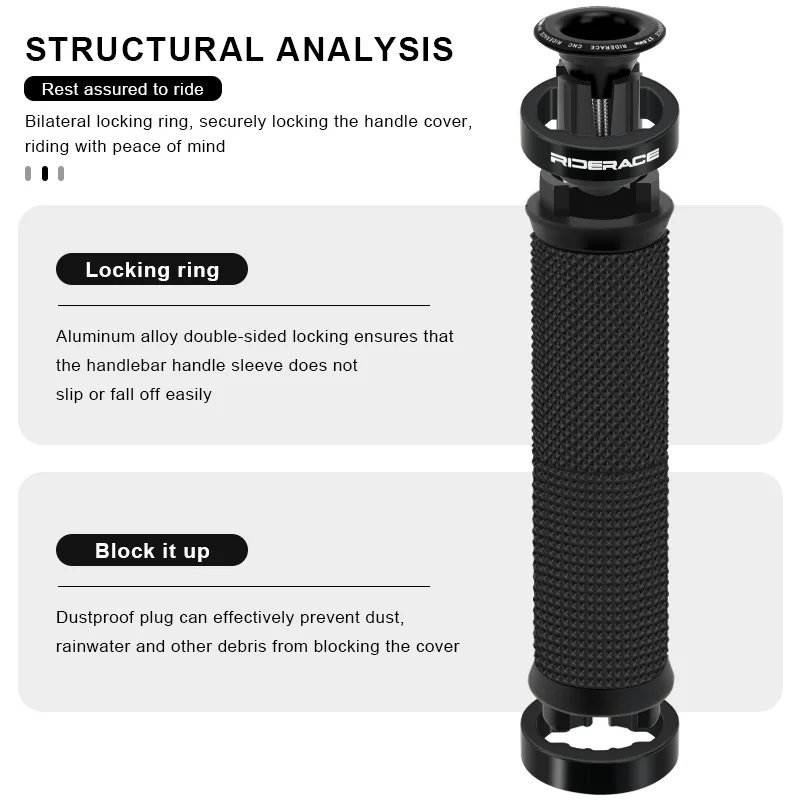 1Pair Bike Grip With End Cap Fixed Gear Lock-on Ring Mountain Bicycle Handlebar Grips Rubber Anti Slip Shock Absorbing MTB Cuffs view 4