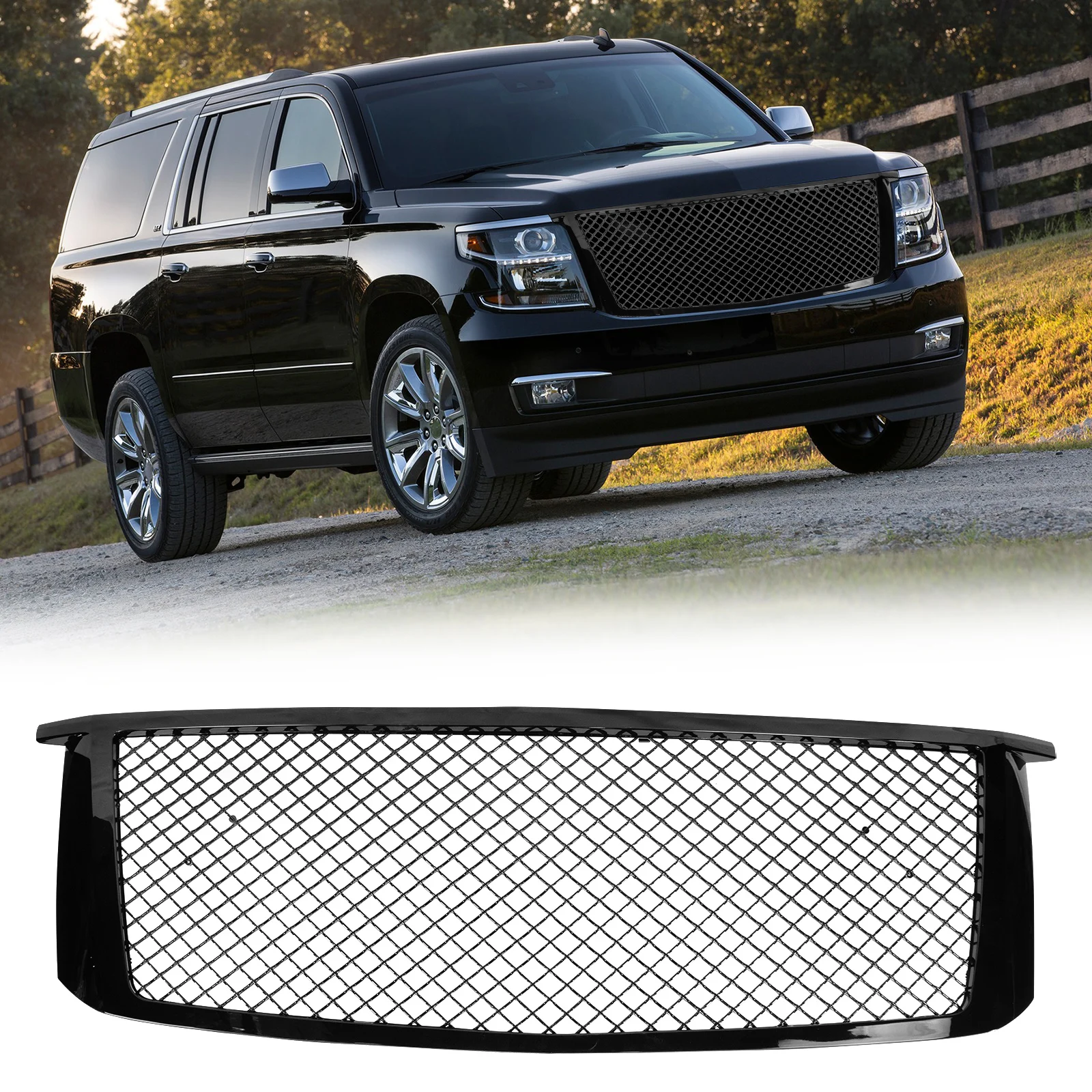 

Car Front Grill for 15-18 Chevrolet Suburban Suburban 3500 HD Tahoe Gloss Black