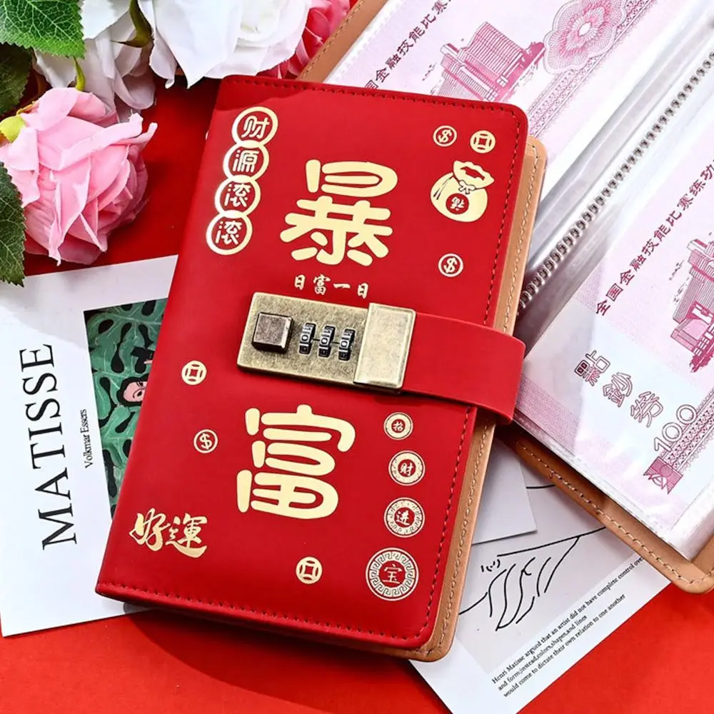 With Password Lock 100 Envelopes Money Saving Challenge Get Rich PU Money Collection Book Save Money Portable