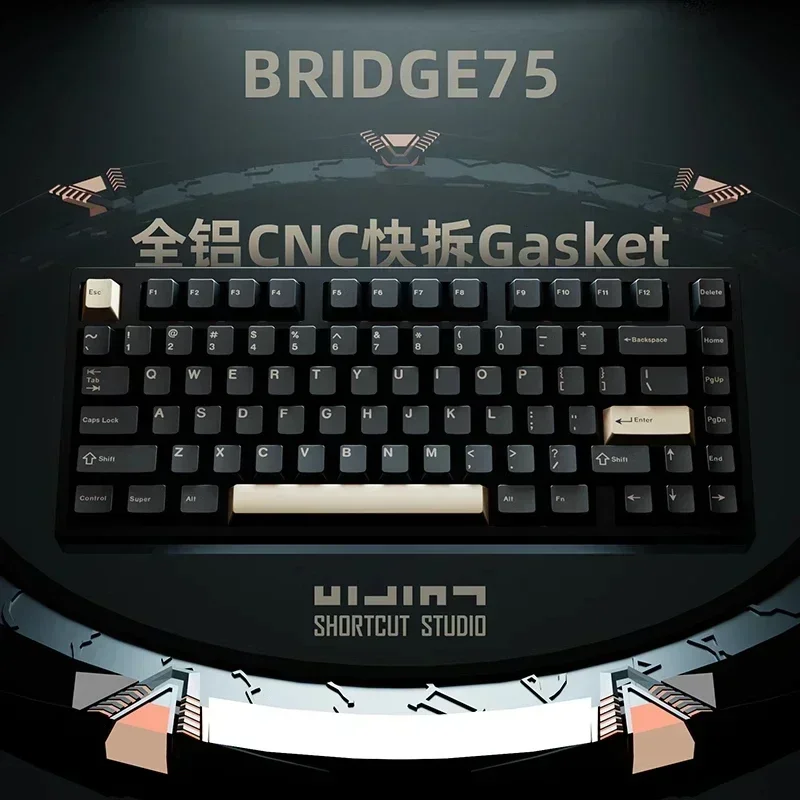 Imagem -06 - Liga de Alumínio Teclado Mecânico para Gamer Hot Swap Personalizado Tri Modo sem Fio Rgb Lightcut Studio Bridge75 2.4g