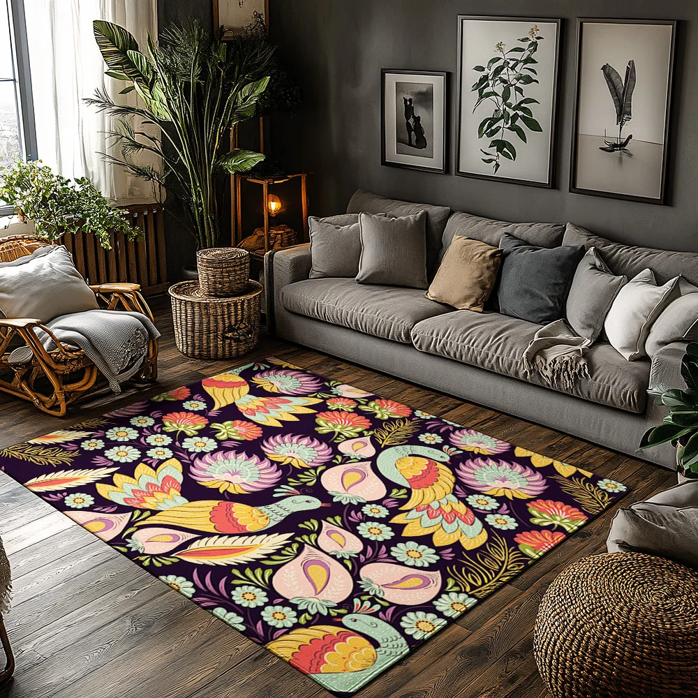 

Floral Area Rug Persian Carpet Traditional Vintage Boho Chic Home Decor Living Room Bedroom Floor Mat Non-Slip Modern Design