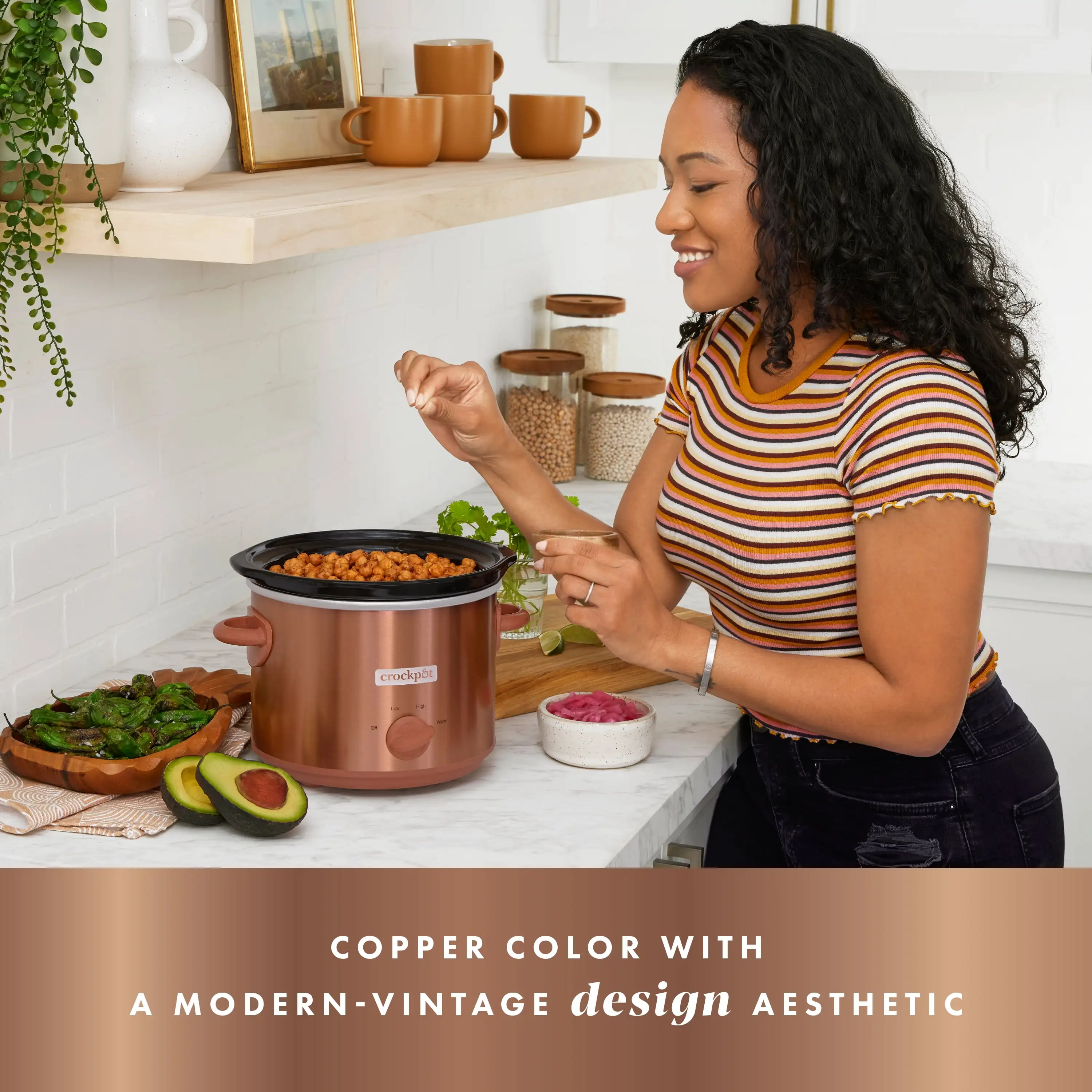 Handmatige designserie slowcooker van 3 liter, houtnerf