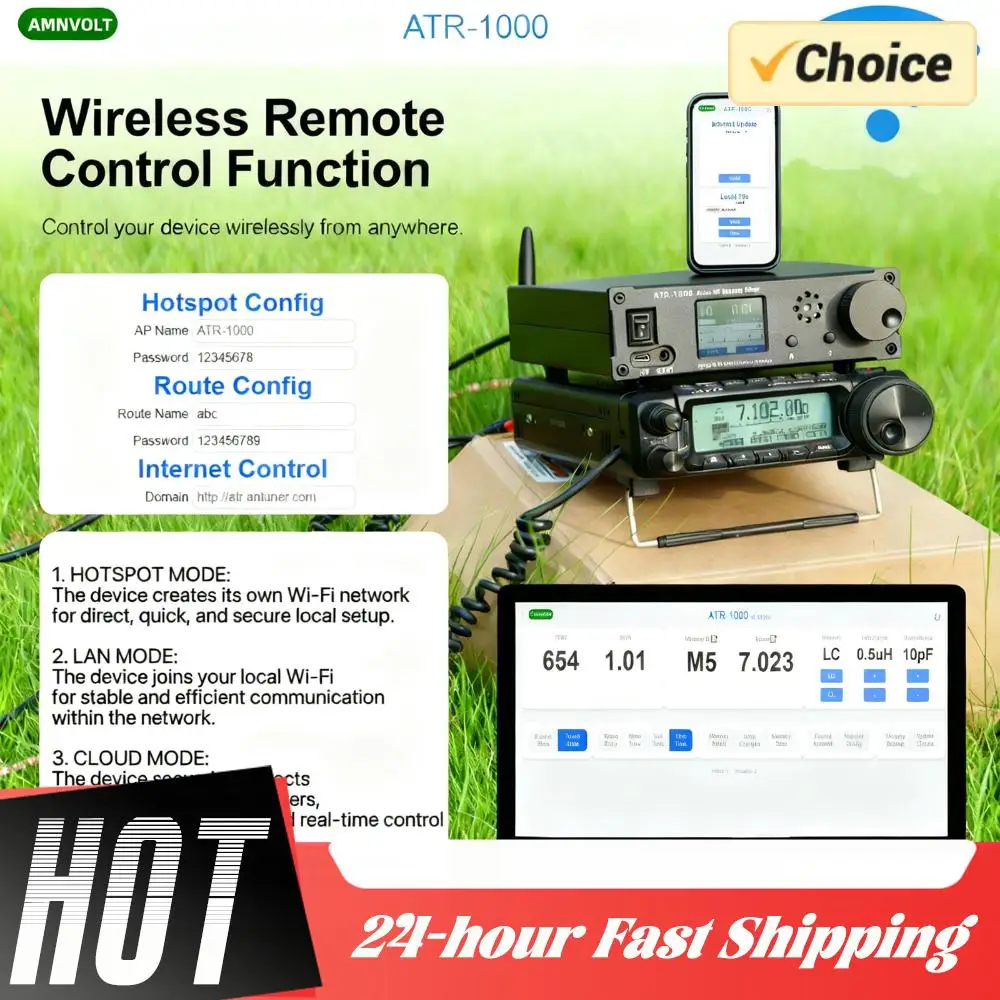 AMNVOLT ATR1000 1000W Automatic Antenna Tuner 1.8-30MHz HF Shortwave Radio Tuner with WiFi Remote Control For YAESU ICOM