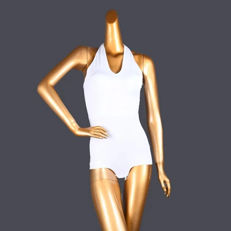 New Adult Women Sexy Backless V-Neck Latin Dance Top Sleeveless With Chest Pad Ballroom Dancewear Stage Performance Costume