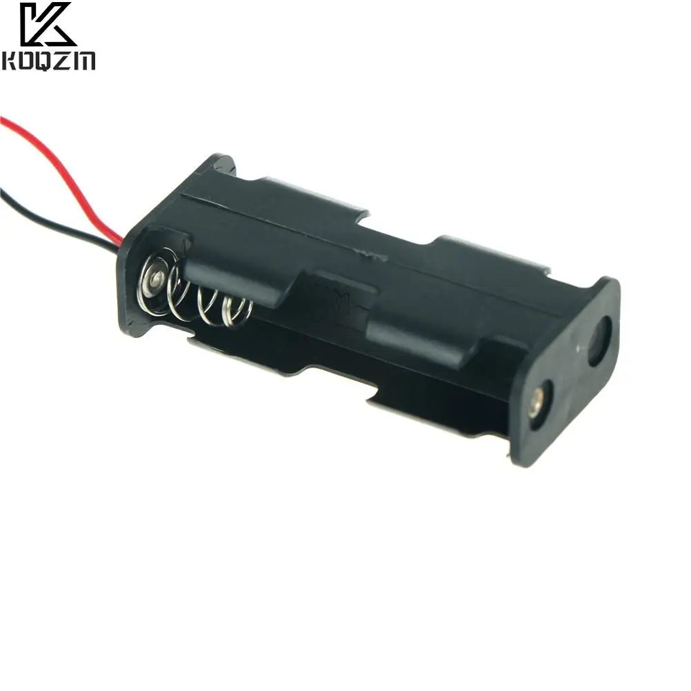 2xAA Battery Holder with Wires – Black Plastic 3V Battery Case for AA Batteries, 15cm Red/Black Leads, Snap-On Cover