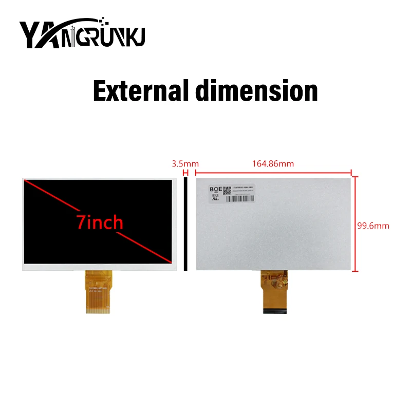 7 inch Touchscreen with Driver Board TFT LCD RGB 50-pin connector 1024×600 resolution TV070WS5-M00