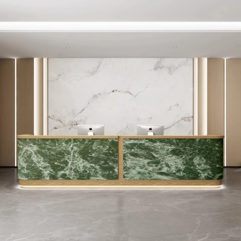 عرض مكاتب الاستقبال الترحيبية الحد الأدنى من الفولاذ المقاوم للصدأ، مكاتب الاستقبال التنفيذية، الأثاث العصري للمكتب الطويل