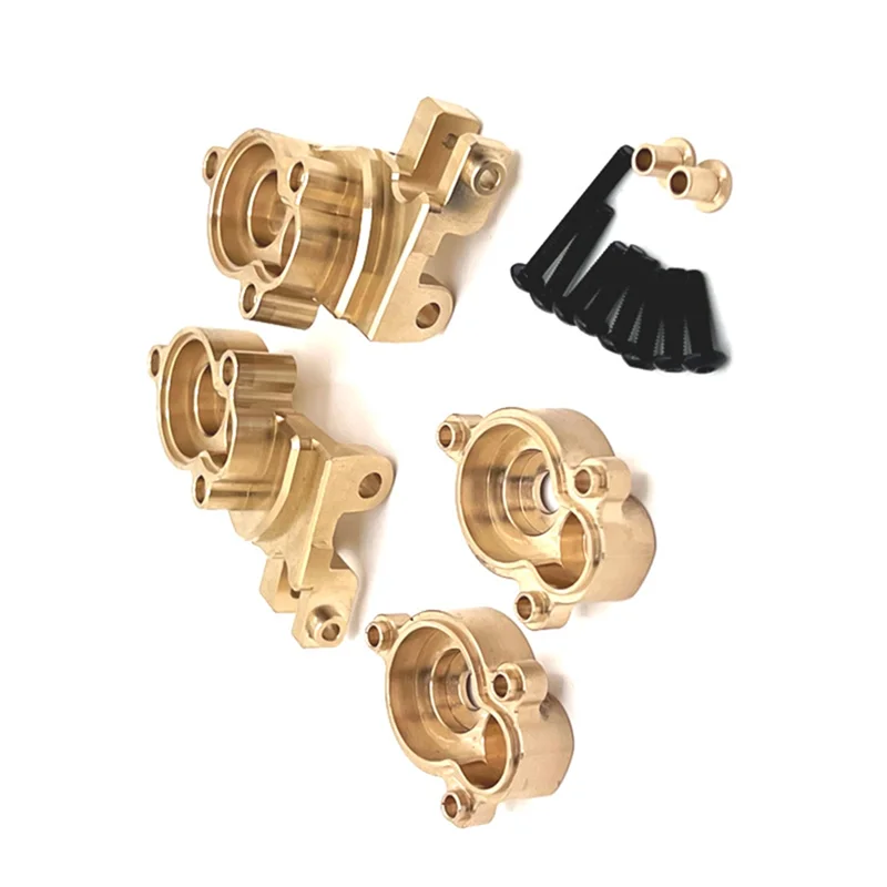 AS96-RC Car Upgrade Brass Front Axle Steering Cup + Gear Cover Kit For 1/10 YK4107 RC Car Upgrade Accessories