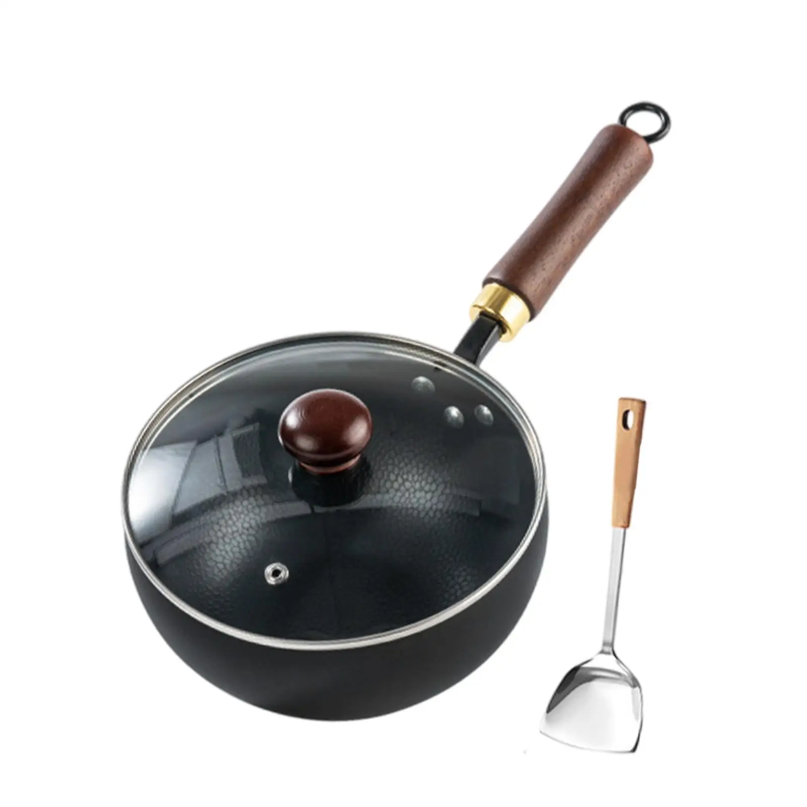 Panela wok de ferro para fritar, 20cm, panelas a gás, antiaderente, sem revestimento, panela grande de ferro, cozinha, cozimento, utensílios de cozinha
