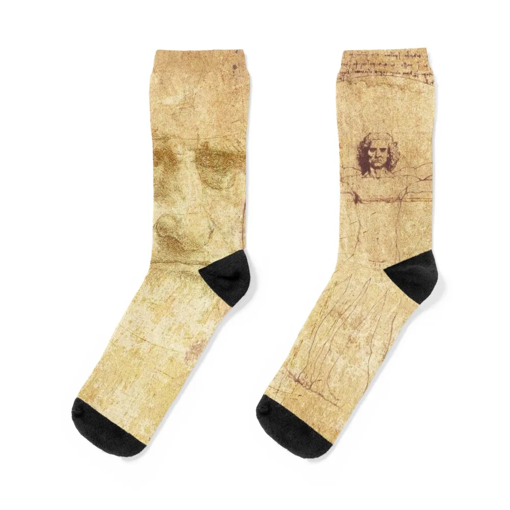 

Leonardo Da Vinci Self Portrait Socks cotton Toe sports cool Men Socks Luxury Brand Women's
