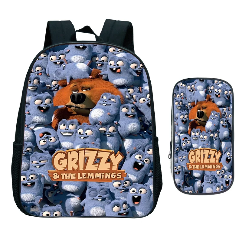 

Kids Grizzy and the Lemmings Backpack Grizzy Bear Kindergarten Knapsack Children Preschool Backpack Satchel Bag Children Gift