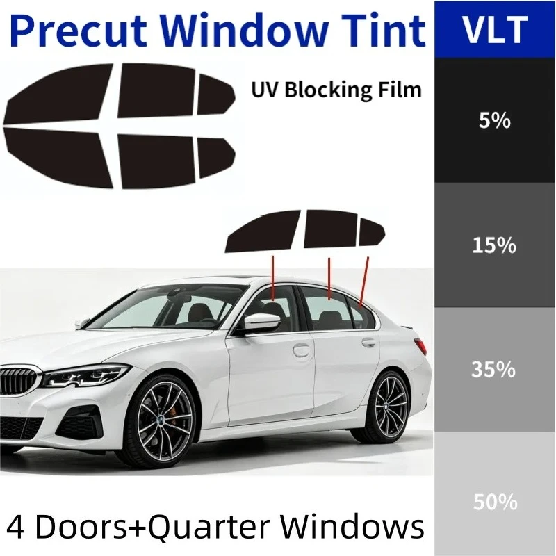 For BMW 3‑Series G20 F30 Pre‑Cut Window Tint Film, 4 Doors+Quarter Windows, UV IR Heat Blocking Privacy 2‑Ply PET Auto Sun Shade