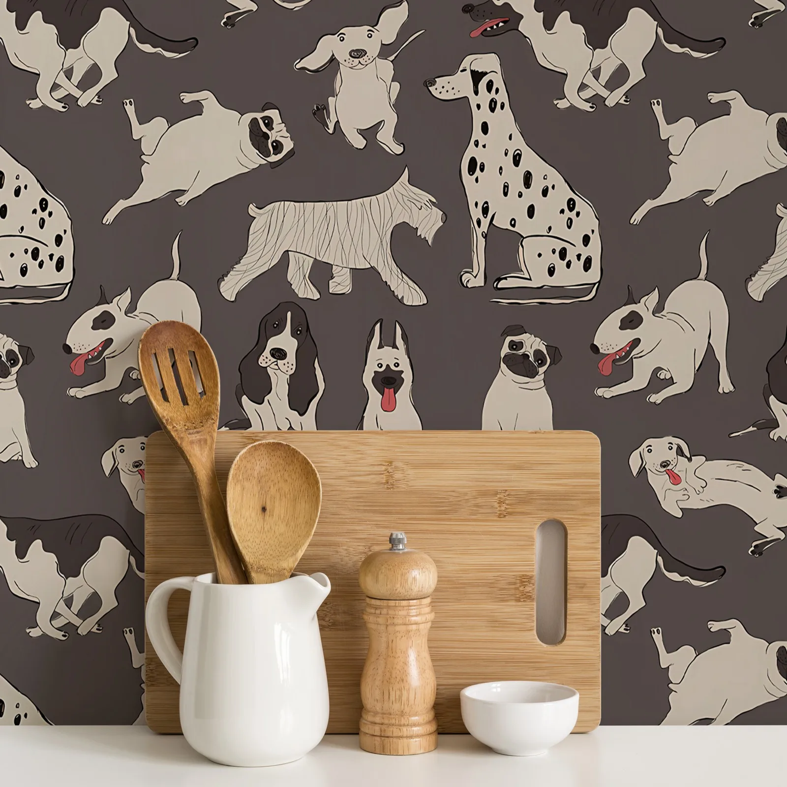 Dog Pattern Wall Sticker Wallpaper,Dark Color Decorative Wall Decals,Animal Self-adhesive Paper Furniture For Doors,Custom Color