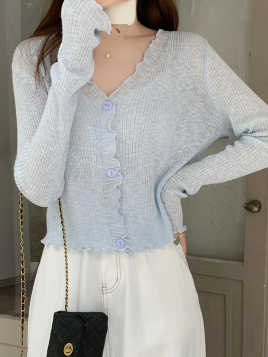

Women's Summer 2023 New Thin Knitted Sun Protection Outerwear Me Cover up Cardigan Trendy ort Coat Ultra Light Long Sve
