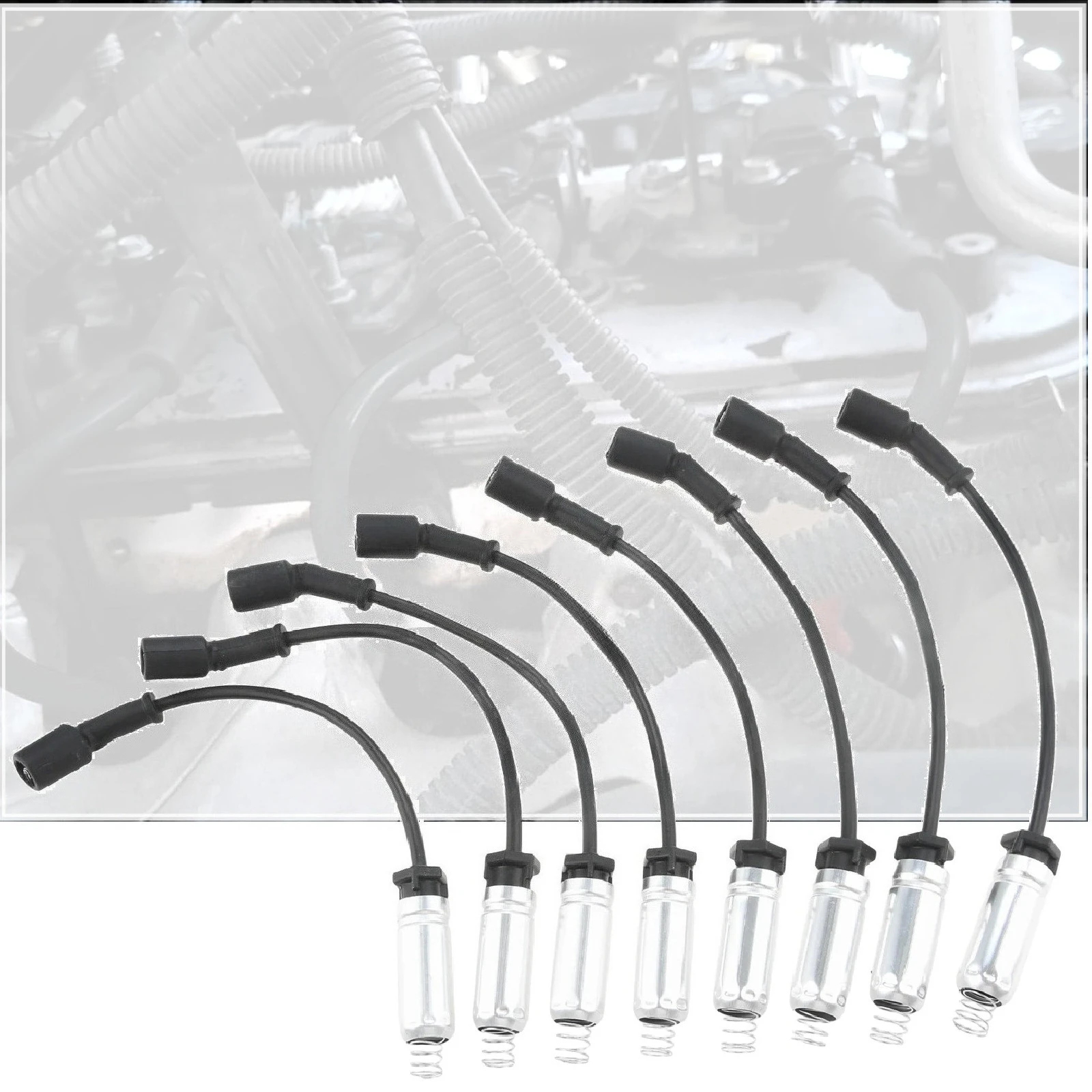 8Pcs Car Spark Plug Ignition Wires Set for Chevy GMC Cadillac Hummer Buick Pontiac 9748HH 19431551 48322 12192133 748BB 12716289