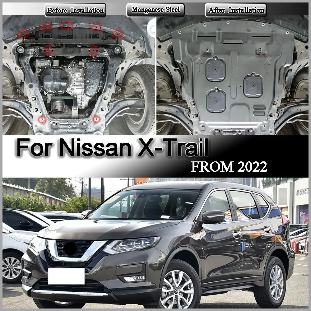 Engine Guard Board Splash Shield Mud Fender Plate Cover Black Car Mudflap Mudapron Mudguard For Nissan X-Trail 2022 2.0L 2.5L