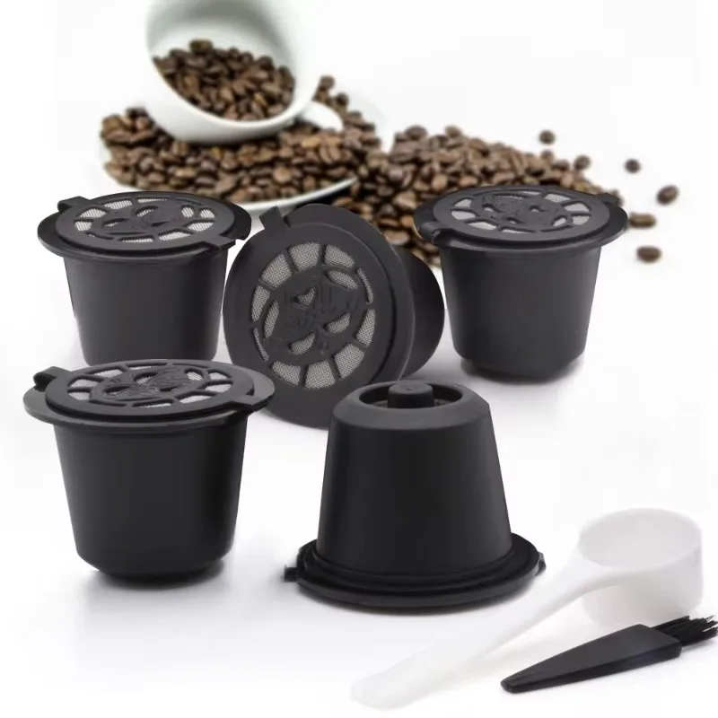 Refillable Reusable Nespresso Coffee Capsule with 1PC Plastic Spoon Filter Pod for Original Line Siccsaee Filters Coffee Set