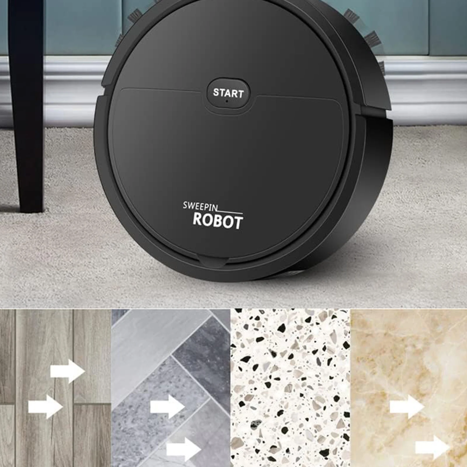 

USB Rechargeable Robot Vacuum Ultra-Thin Cordless Robot Vacuum Smart Navigation Low Noise Ideal for Pet Hair Hard Floor Carpet