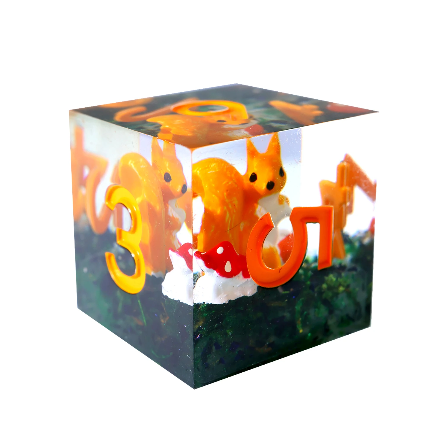 Whimsical Forest Polyhedral DND Dice Set-Resin Set with Squirrel & Mushrooms for Dungeons and Dragons Role Playing-Squirrel