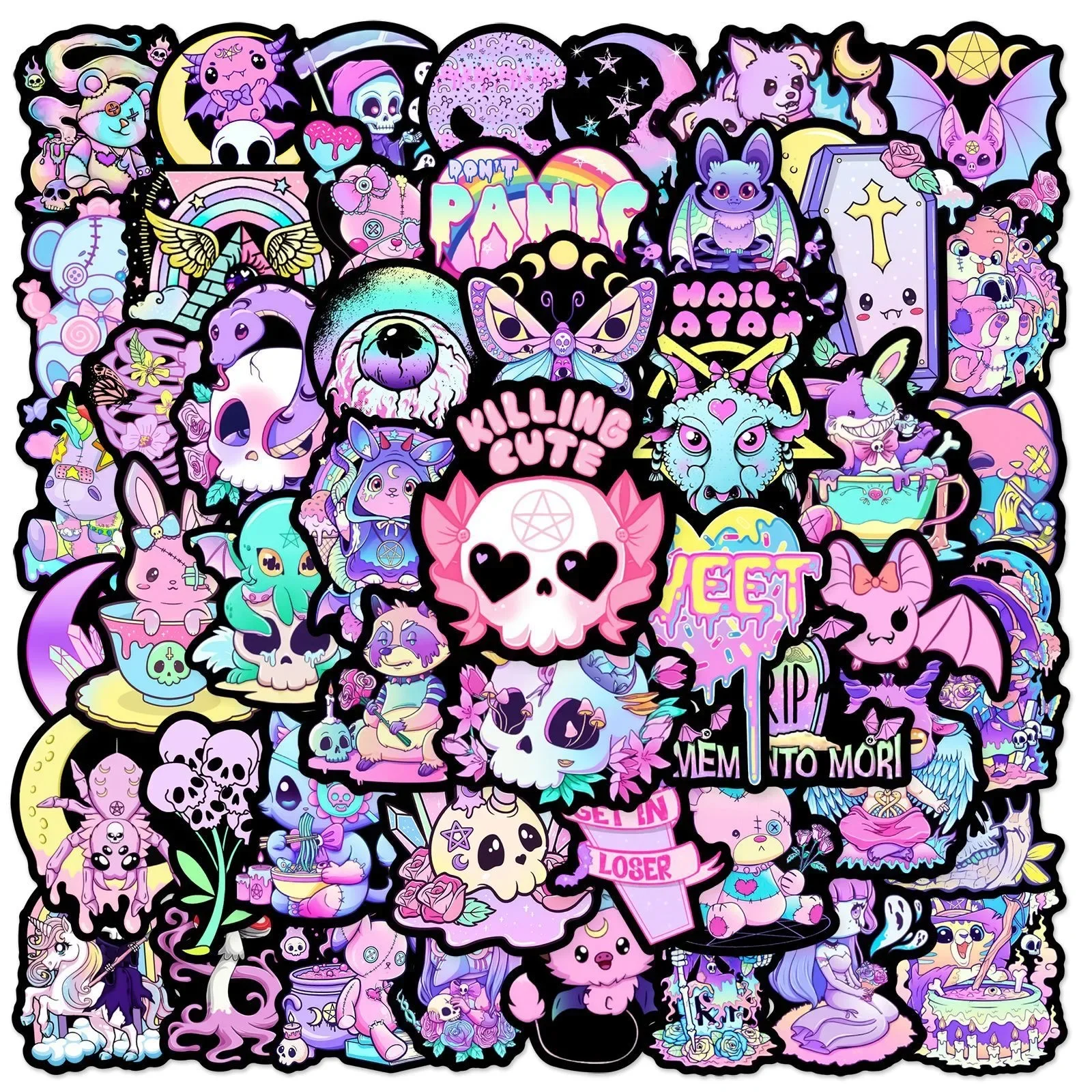 10/50pcs Cute Cartoon Gothic Horror Stickers Aesthetic Halloween Anime Graffiti Decals for Scrapbooking Luggage Laptop