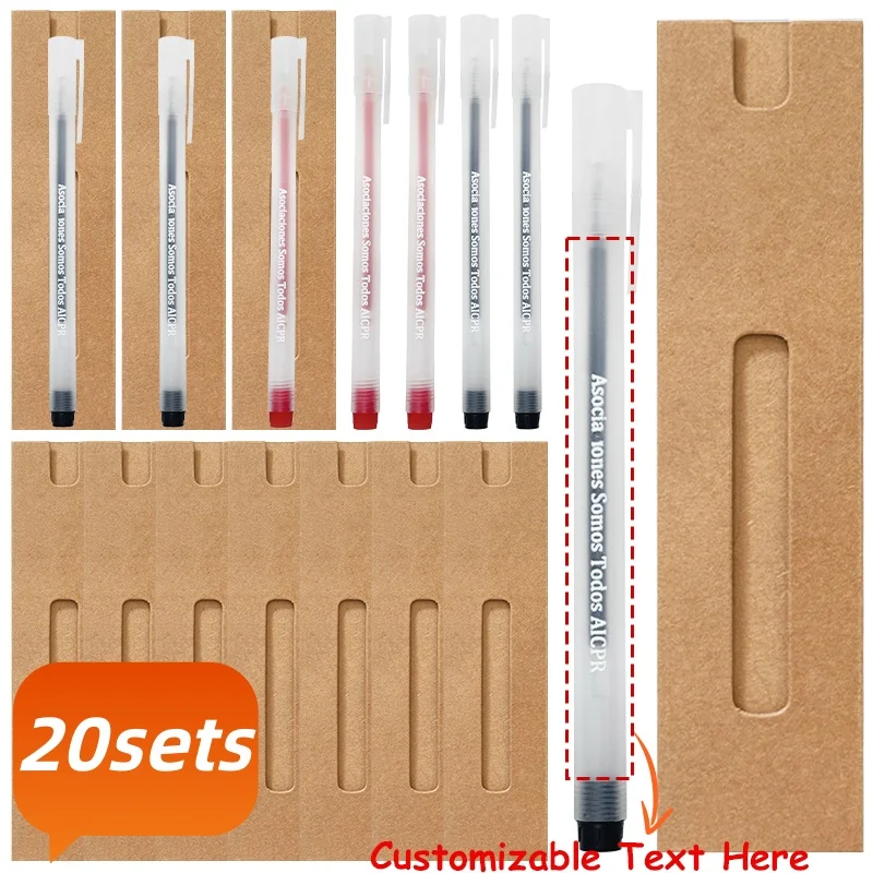 20Sets Customized High-Capacity Gel Pens with Paper Case - Ideal for Graduation Thanksgiving Corporate Events - Logo Custom