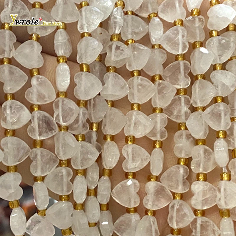 8x8MM Side Drilled Love Heart White Crystal Faceted Natural Stone Spacer Beads for Jewelry Make Diy Bracelet Charms Accessories