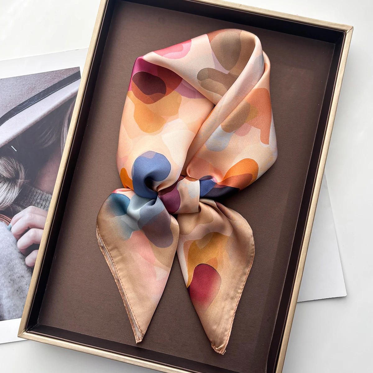 

Design Color Print Scarf Silk Imitation Scarf Women Square Hairbands Foulard Female Bandana Neck Kerchief Headbands 2026 New