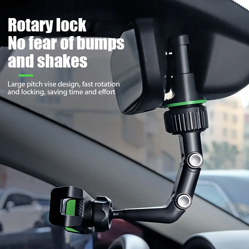 Universal Car Phone Holder Multifunctional 360 Degree Rotatable Auto Rearview Mirror Seat Hanging Clip Bracket Cell Phone Stand