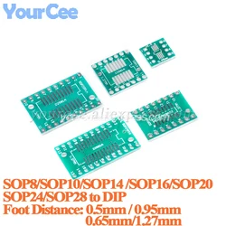 20pcs/2pcs SOP28 SOP24 SOP20 SOP16 SOP14 SOP10 SOP8 to DIP Adapter Plate SMD To DIP Pinboard UNAX PCB 0.65/1.27mm 0.5/0.95mm