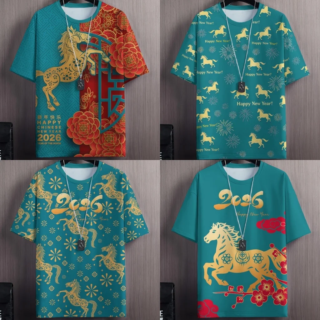 

Модная мужская футболка 2026 года с 3D-принтом цифр для новогодней вечеринки, подходит для всех