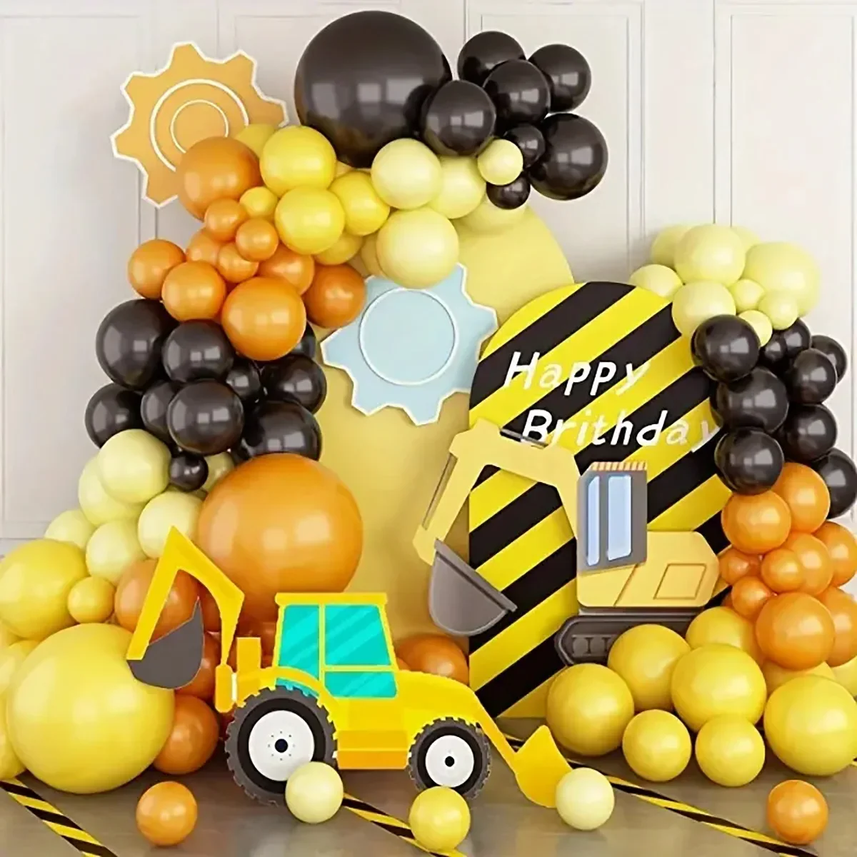 166PCS Construction Excavator Theme Balloon Set for Boys Birthday Party Baby Shower Construction Theme Party Decor Supplies