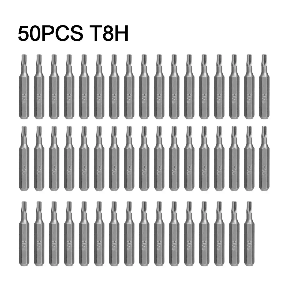 50 sztuk 4mm mały zestaw końcówek wkrętakowych z chwytem sześciokątnym T6H/T7H/T8H/T9H/T10H/T15H/T20H/T25H do narzędzi ręcznych Torx z główką kwiatu śliwy