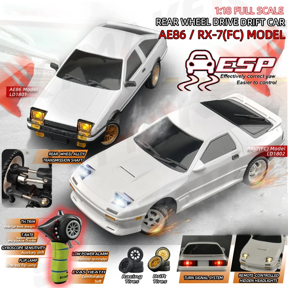 2.4G Szybki zdalnie sterowany samochód 7.4V 500MAH RC Drift Car Zabawka Mazda FC Samochód z kierunkowskazami Zabawka samochodowa wyścigowa