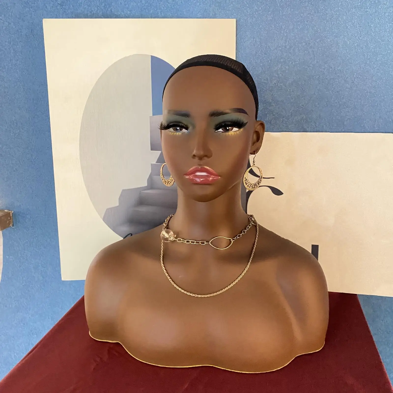 Female Mannequin Head Stable Wig Display Model for Necklace Hats Display
