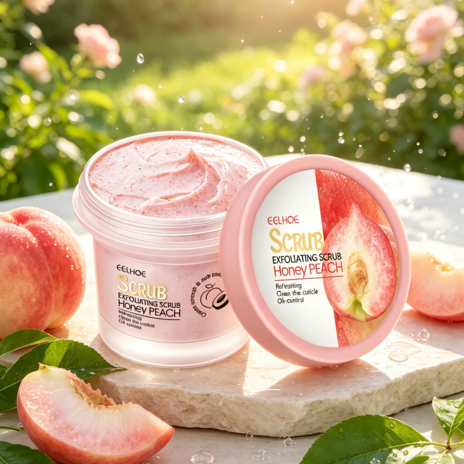 EELHOE Honey Peach Exfoliating Scrub Deep Cleansing Improve Pigmentation Smooth Rough Skin Moisturizing Body Exfoliating Cream