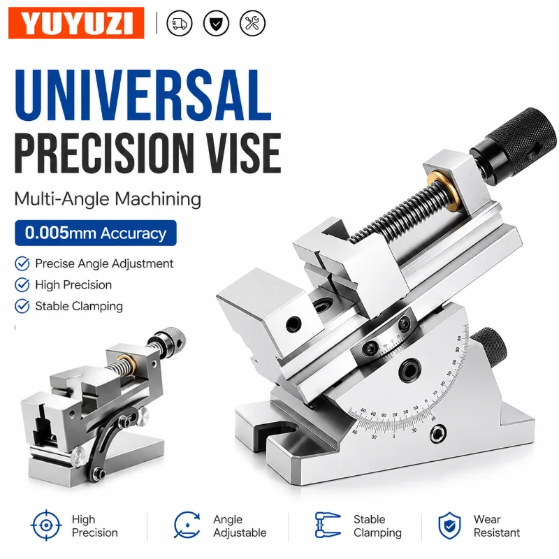 Universal Precision Flat Jaw Vise 2 3 Inch Rotating Bench Vise 360° Adjustable Angle Tilt Clamp for CNC Machining