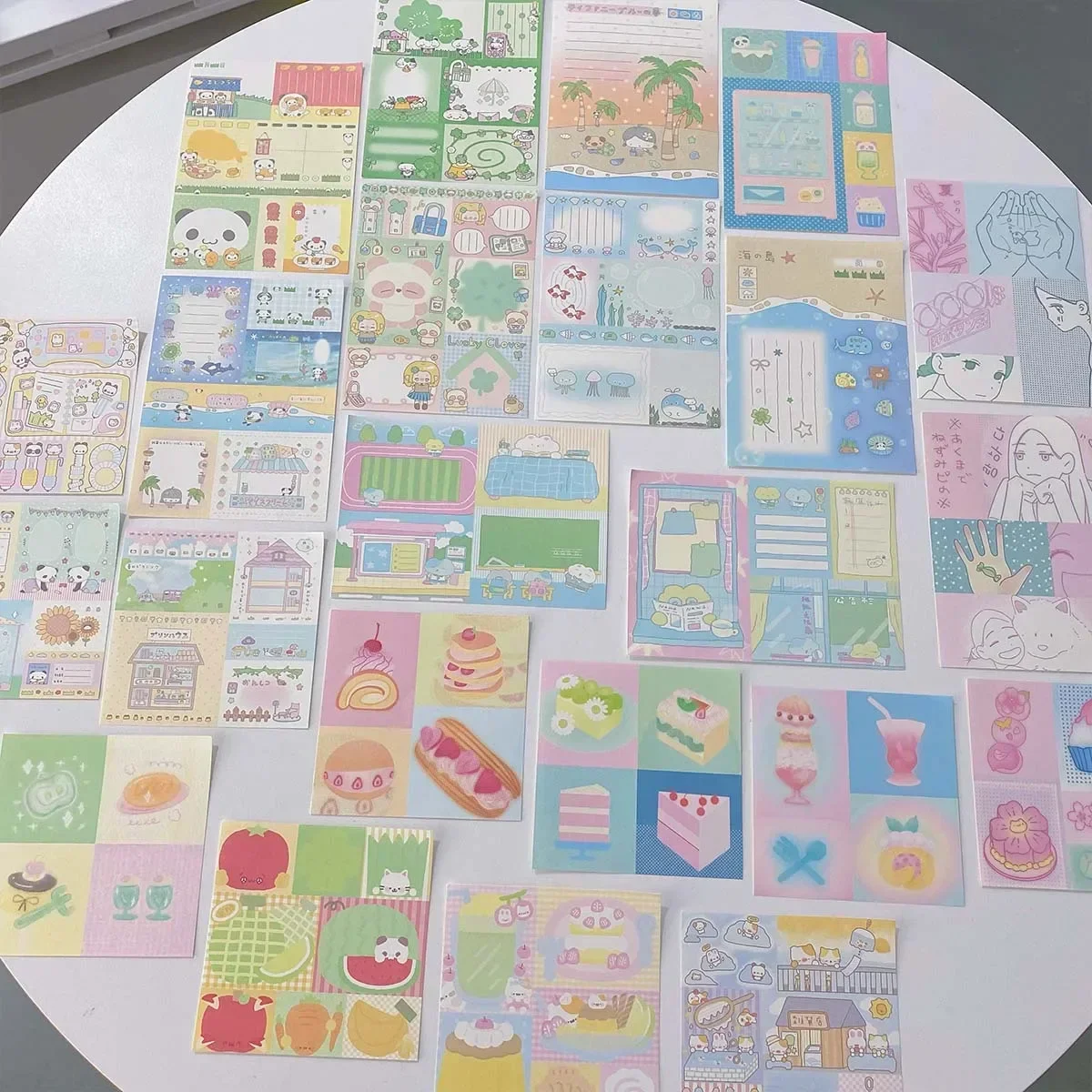 120pcs Sticky Notes Ice Cream Series Including 12 Kinds Simple Notebook Notes To Record Messages Cartoon Style Girl Cute Panda